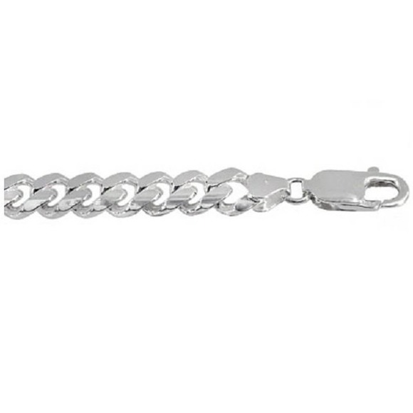 NEW Solid Sterling Silver Curb Chain, Mens Thick Curb Link Chain, 925 Italy - Picture 3 of 4